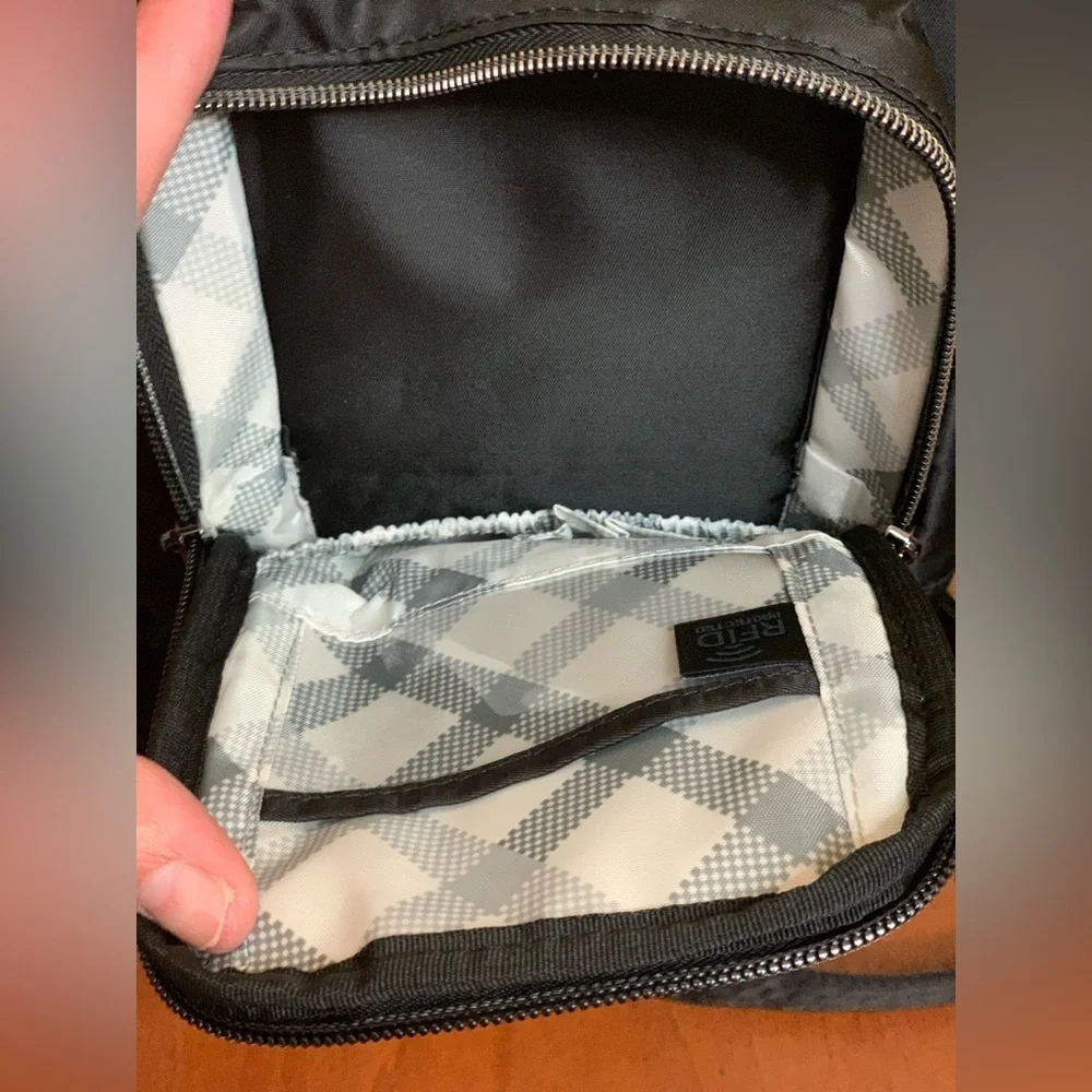 Lug Black Quilted Sling Cross-Body Backpack W/Multi-Zipped Pockets